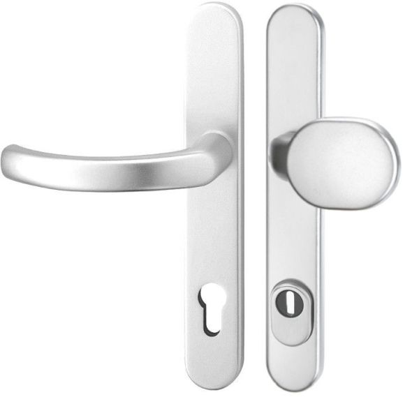 KRONOS 2000 saugos rankenų komplektas su rankenėle K22 ir cilindro apsauga, 8/92 mm, aliuminis natūralus tonas F1