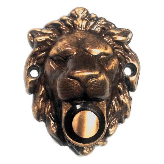 Doorbell button LION, aged brass