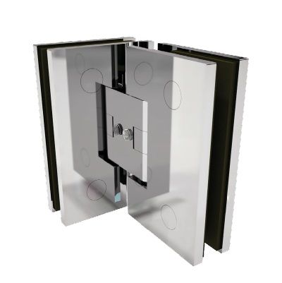 LEA spring-loaded hinge for shower, glass/glass 90°, brass chrome-plated polished