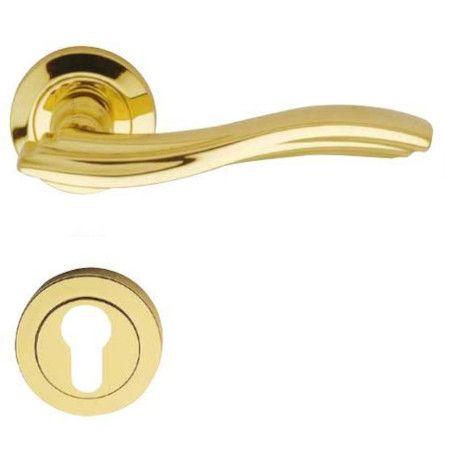 MARINA handle set with roses 102 PZ, polished brass