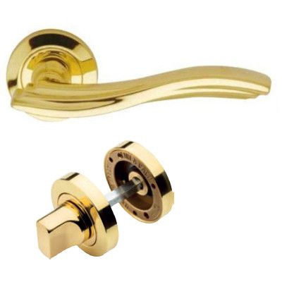 MARINA handle set with roses 102 WC 233NT, polished brass