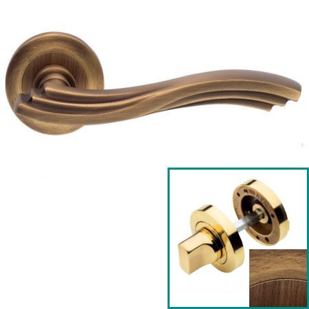 MARINA handle set with roses 102 WC 233NT, patine matt