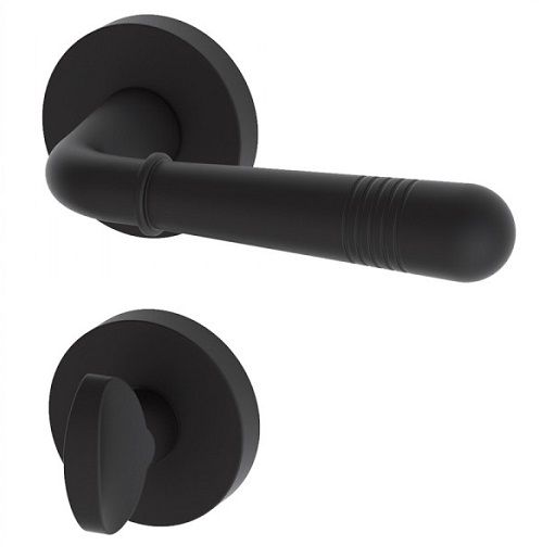 MAYBACH handle/rose set WC, brass matt black RAL9005