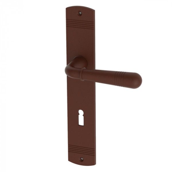 MAYBACH handle/backplate set BB/72mm, brass rust patina