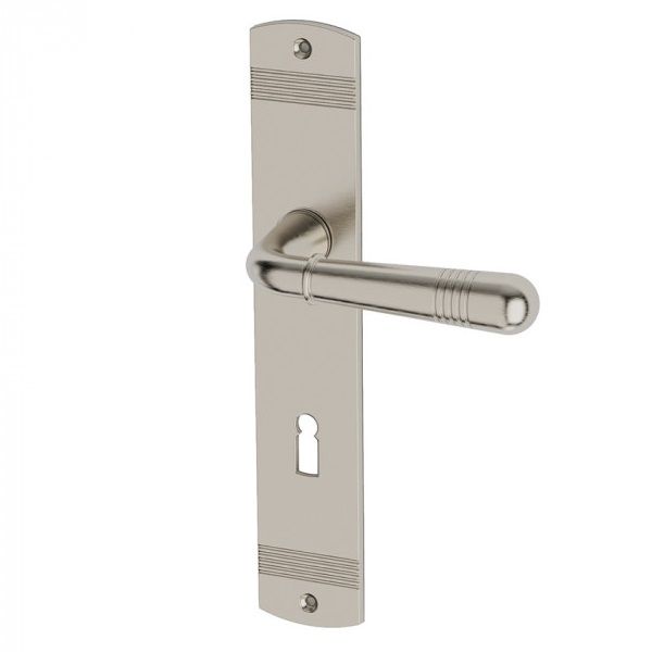 MAYBACH handle/backplate set BB/72mm, brass nickel-plated satin