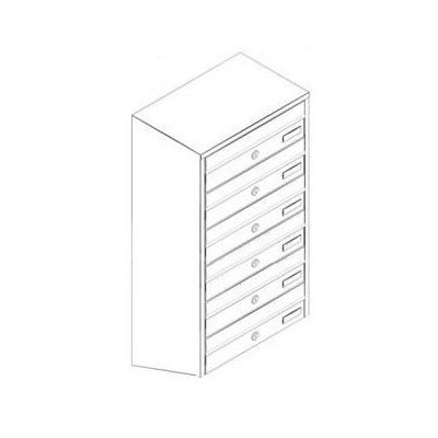 Vertical letterbox bank of 6, grey
