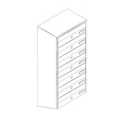 Vertical letterbox bank of 7, grey