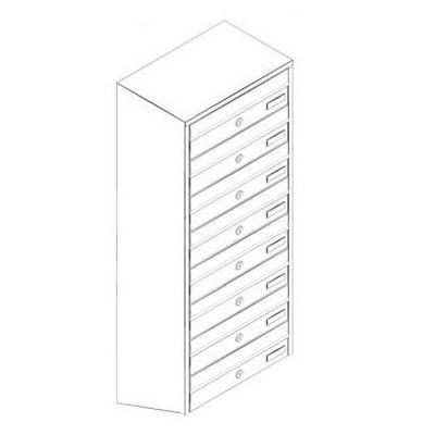 Vertical letterbox bank of 8, grey