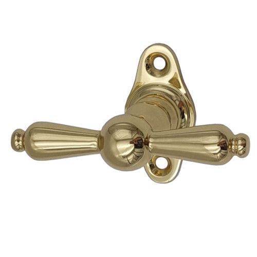 T-shape window handle, polished brass