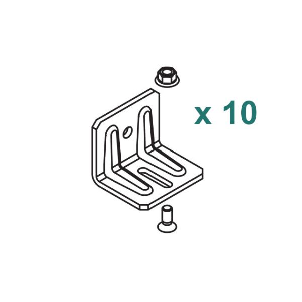 HAWA PORTA 300 angle-bracket set for wall mountingl, 10 pcs., distance 500mm, steel zinc-plated