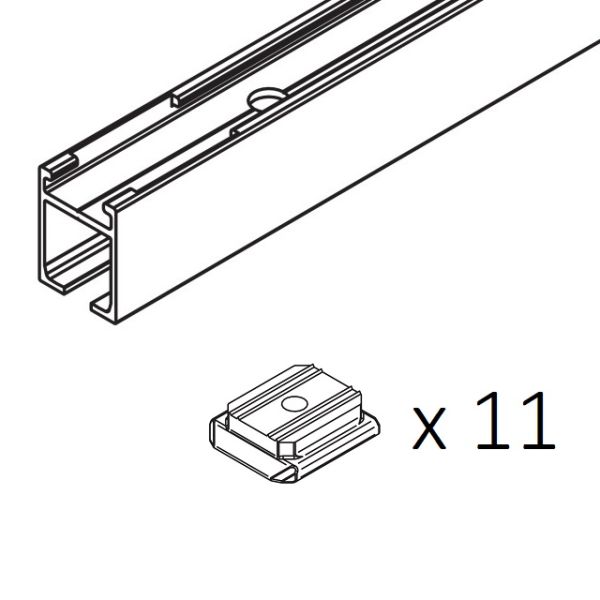 HAWA Porta 60/100 Pocket top running track set, aluminium anodised, 2500mm