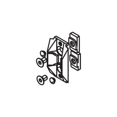 Centruojanti surinkimo detalė visoms stiklinių slankiojančių durų sistemoms, prie sieninio profilio, plastikas, juoda