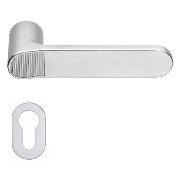 QUID ZINCRAL handles with oval PZ roses, satin chrome