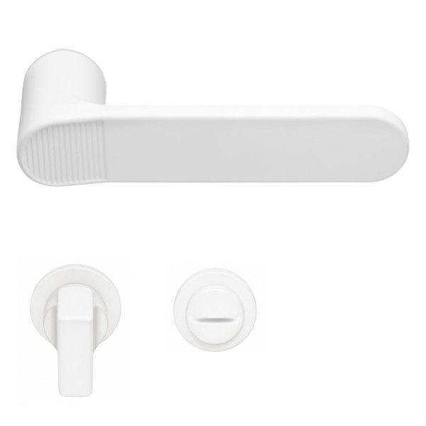 QUID ZINCRAL handles with round WC roses, matt white RAL9016