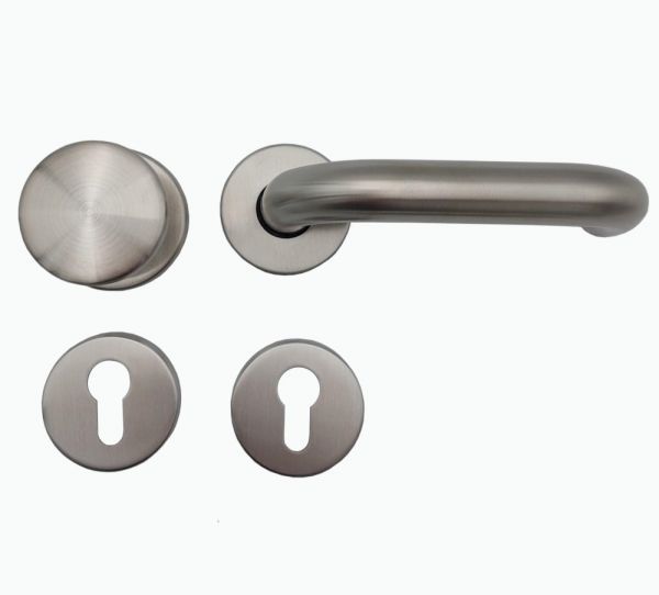 RIVA 103 FS WE fire safety door handle set with roses PZ and door knob K7, 9mm, stainless steel