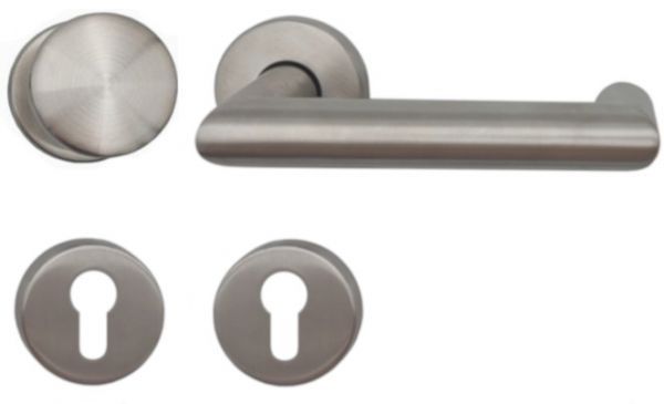 RIVA 136 WE door handle set with roses PZ and doorknob K7, 8mm, class 4, stainless steel