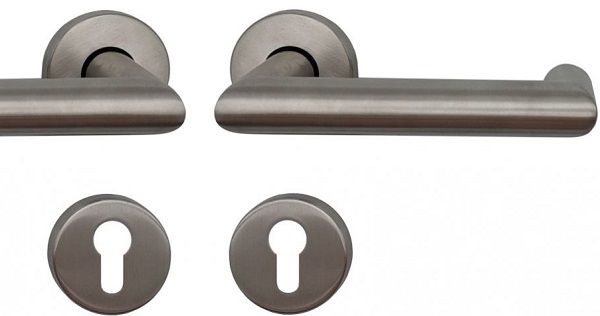 RIVA 136 FS fire safety door handle set with roses PZ, 9mm, class 4, stainless steel