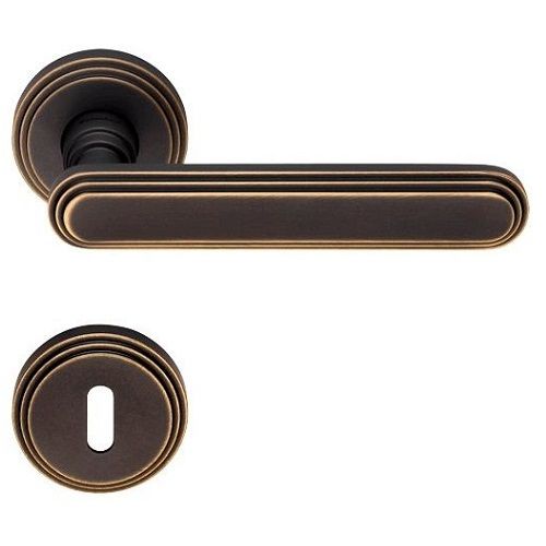 CHIC handle set with roses 004 BB, matt bronze