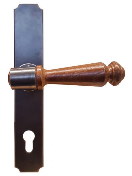 Apsauginių rankenų rinkinys lauko durims su medinėmis rankenomis, PZ92 mm, rankų darbo