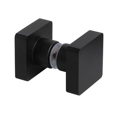 Double-sided door knob for glass doors, 35 x 35 mm, matt black