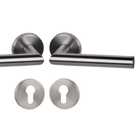 RONNY II-R, handle/rose set PZ FS for fireproof doors, stainless steel with PVD ABACO