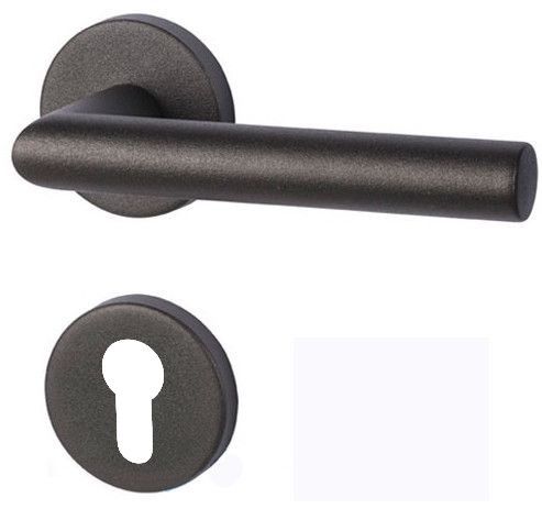 RONNY II-R handle set with round roses PZ, black steel look anthracite