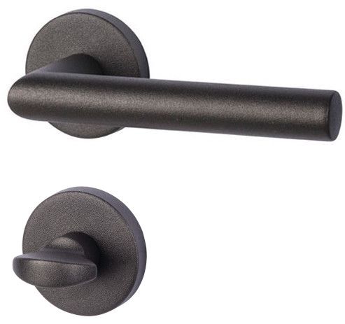 RONNY II-R handle set with round roses WC, black steel look anthracite