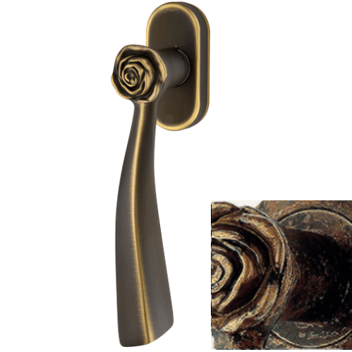 ROSE DK window handle, aged brass