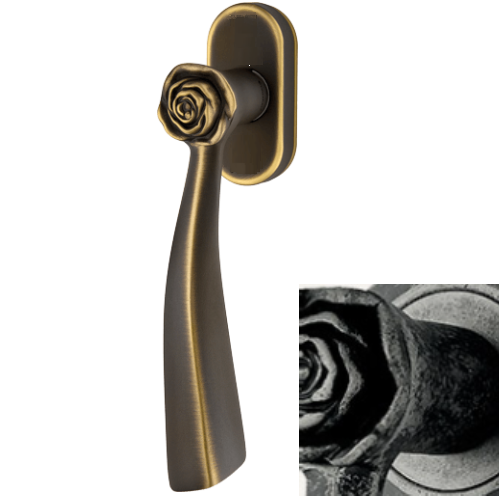 ROSE DK window handle, aged iron