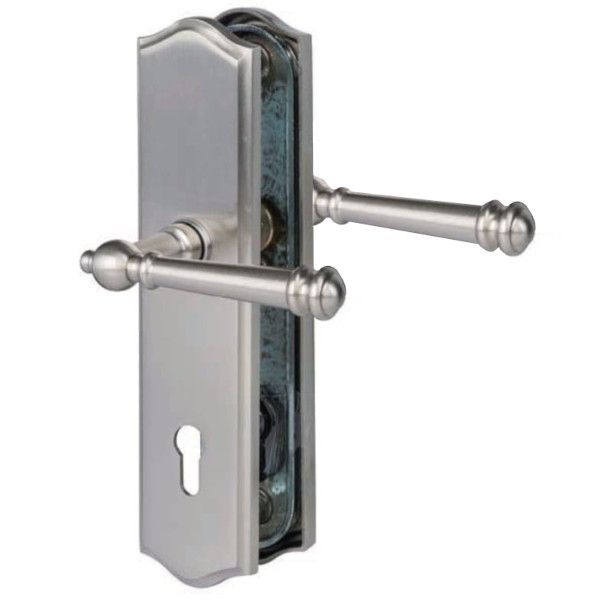 SICURA MOUNT plokštelė lauko durims su rankena/ rankena PZ/72, šlifuotas žalvaris, nerūdijantis plienas