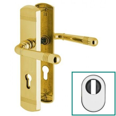 SICURA SCARLET plokštelė lauko durims su apsauginiu disku, PZ72 ZA, žalvaris aukso poliruotas su PVD danga ZP-PV