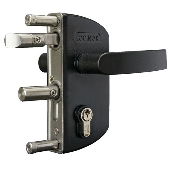 Surface mounted garden gate lock, black RAL 9005