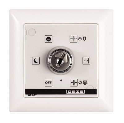 GEZE program switch MPS ST with key, LED display 55 x 55 mm, white