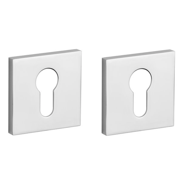 PZ kvadratinės rozetės 53x53mm, storis 7mm, poliruotas chromas