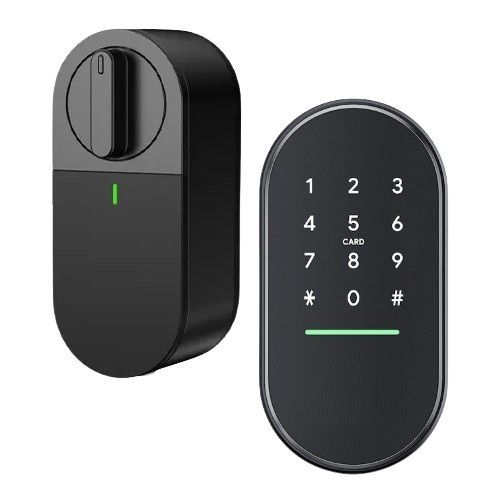 Smart door lock for screw-on rosette sets + code panel TTlock, black