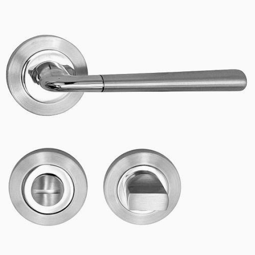 TESS handle/rose 102 set.WC 233NT, satin chrome+ polished chrome