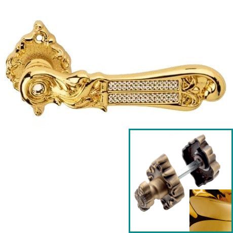TIFFANY MESH handle/rose 018 set.WC 225NT,gold plated + crystals