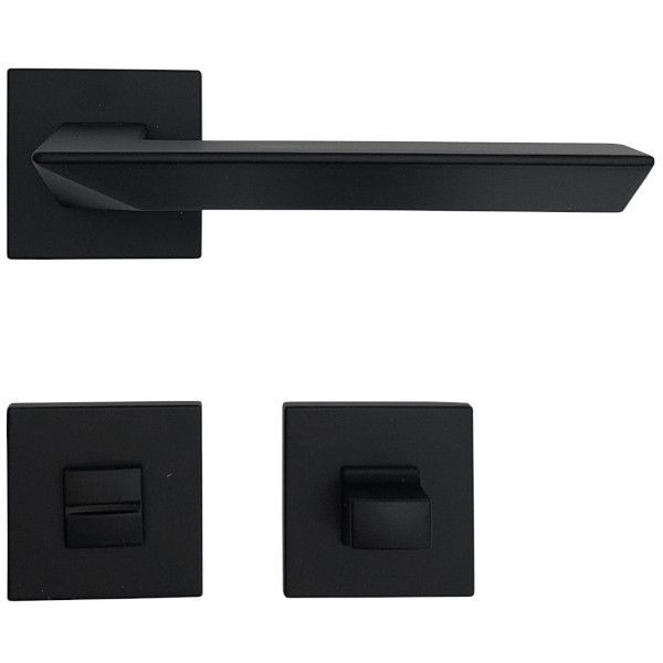 TRIO ZINCRAL rankenos rinkinys su rozetėmis 024 grt. WC 234NT, matinės juodos spalvos
