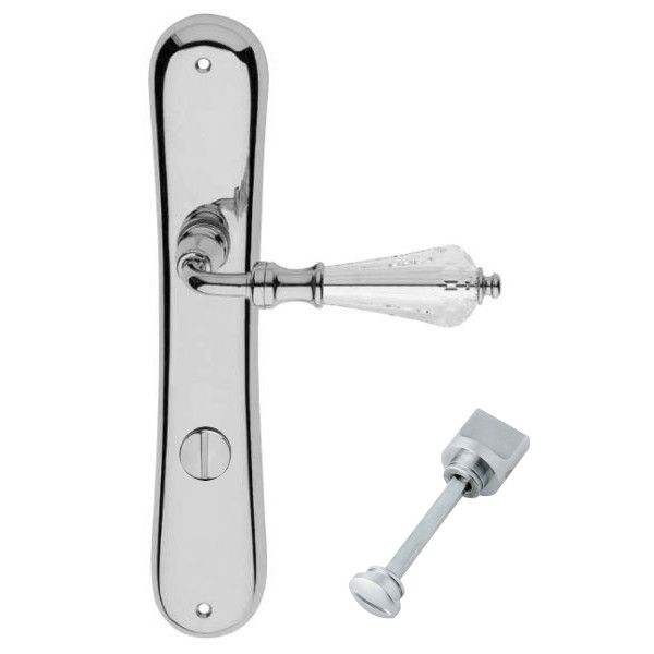 VERONICA handle/backplate set WC 233NT, polished chrome+crystal