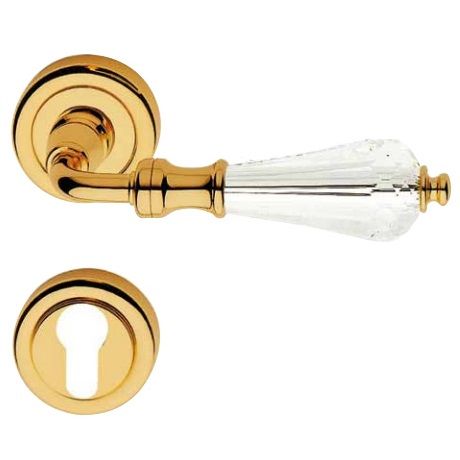 VERONICA handle/rose 103 set.PZ, polished brass/crystal
