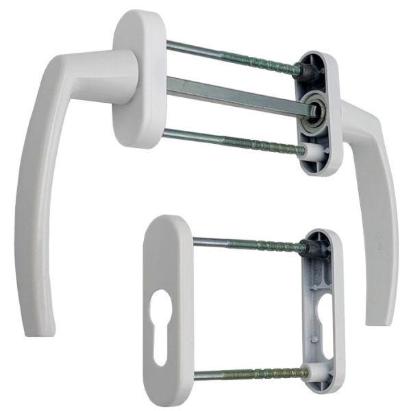 Handle set for balcony door with PZ rose, white