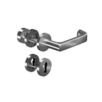 8116 PREMIUM FS rankenos rinkinys su rozetėmis priešgaisrinėms durims su rankenos rankenėle 3020 FS, 9mm, nerūdijantis plienas
