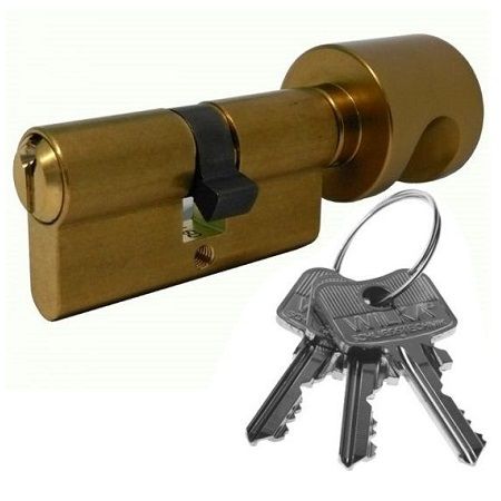 Profile cylinder with knob P35-50, brass