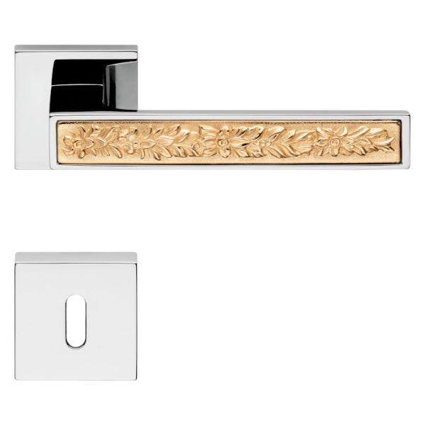 ZEN FUSION handle set with roses 019 BB, polished chrome + gold plated (CZ)