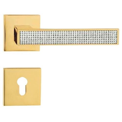 ZEN MESH handle set with roses 019 PZ, brass gold-plated with crystals