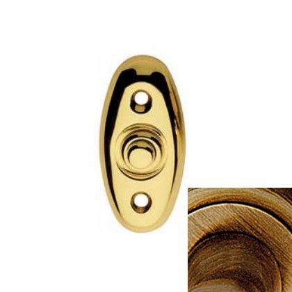 Doorbell button on oval rose, bronzed brass